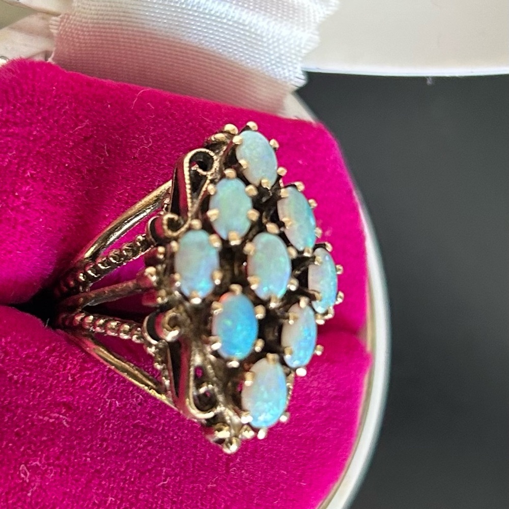 The Montvale, Australian Opal Cluster Ring - Picture 3 of 9
